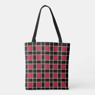 Fashion Black Red Chequered Tote Bag