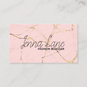 fashion blogger marble modern pink business card