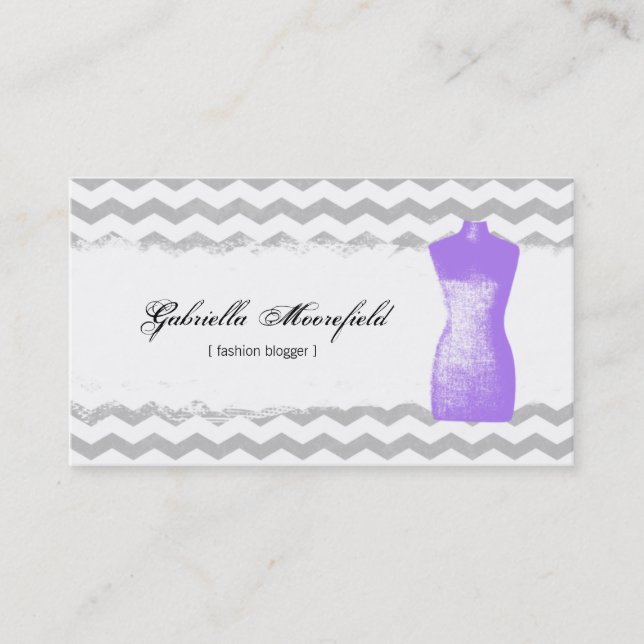 Fashion Blogger Purple Contact Business Card (Front)