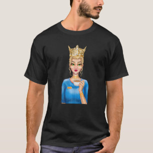 Fashion Blonde Woman Holding Cup of Coffee Queen H T-Shirt