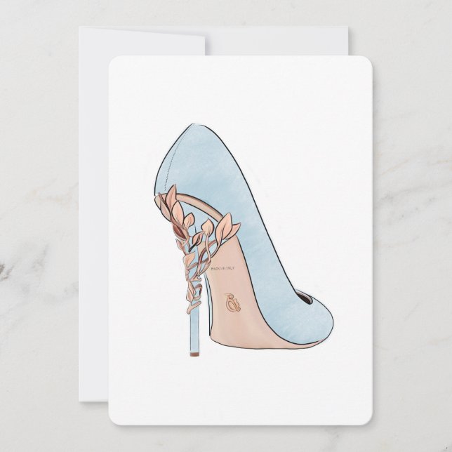 Fashion Blue   shoe by watercolor Holiday Card (Front)