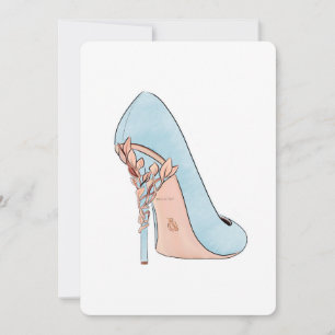 Fashion Blue shoe by watercolor Holiday Card