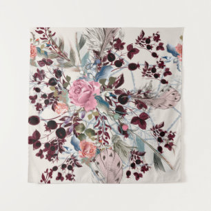Fashion bo-ho illustration with rose flowers and p tapestry