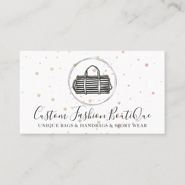 Fashion Boutique Black White Handbag Business Card (Front)