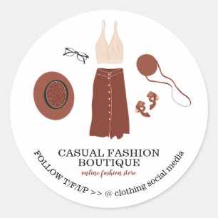 Fashion Boutique Boho Hipster Clothing Classic Round Sticker