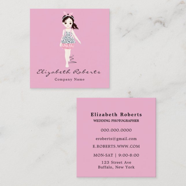 Fashion Boutique Coordinator Pink Square Business Card (Front/Back)