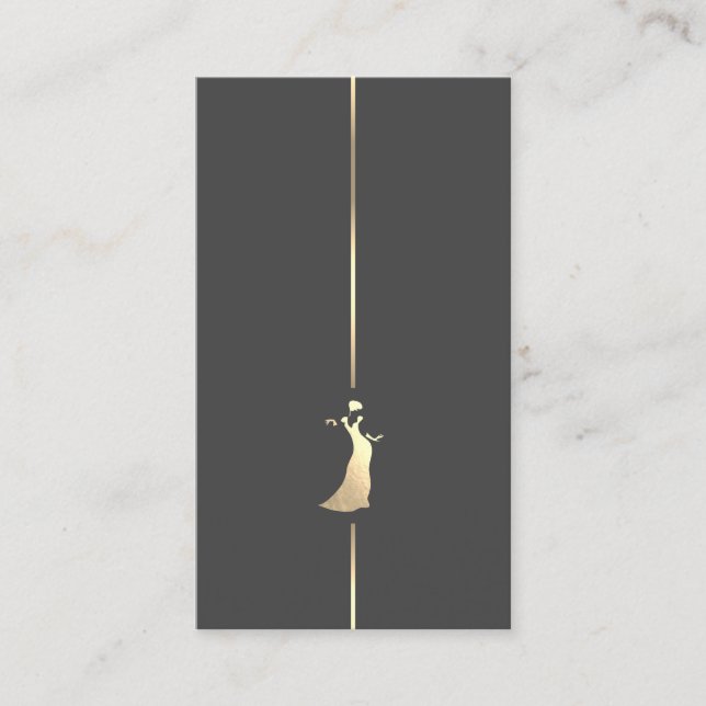 Fashion Boutique Gold Dress Logo Business Card (Front)