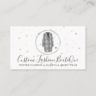 Fashion Boutique Grey Plaid Jacket Business Card