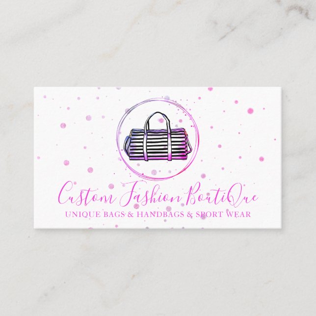 Fashion Boutique polka dots Pink Tote Bags Business Card (Front)