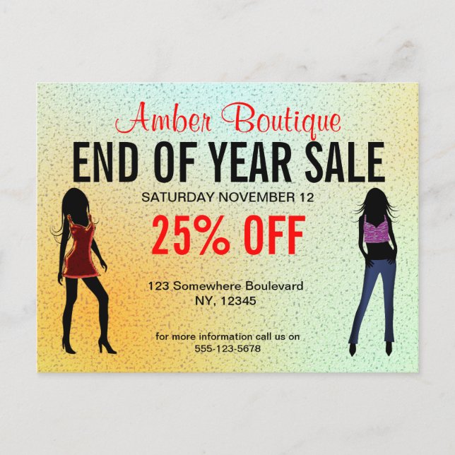 Fashion Boutique Sale Promotion Custom Postcard (Front)