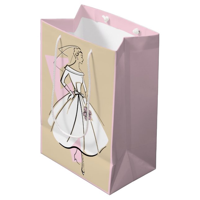 Fashion Bride Natural gift bag medium pink (Front Angled)