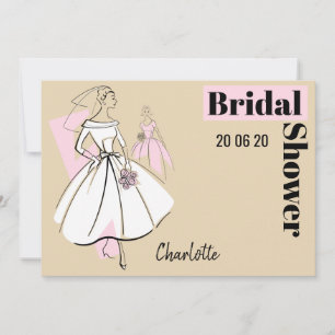 Fashion Bride Neutral Bridal Shower horizontal Invitation