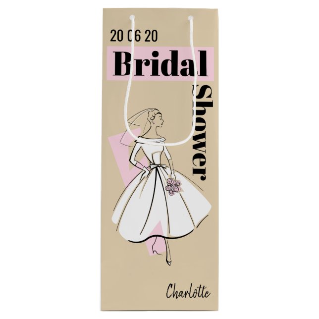 Fashion Bride Neutral Bridal Shower wine Wine Gift Bag (Front)