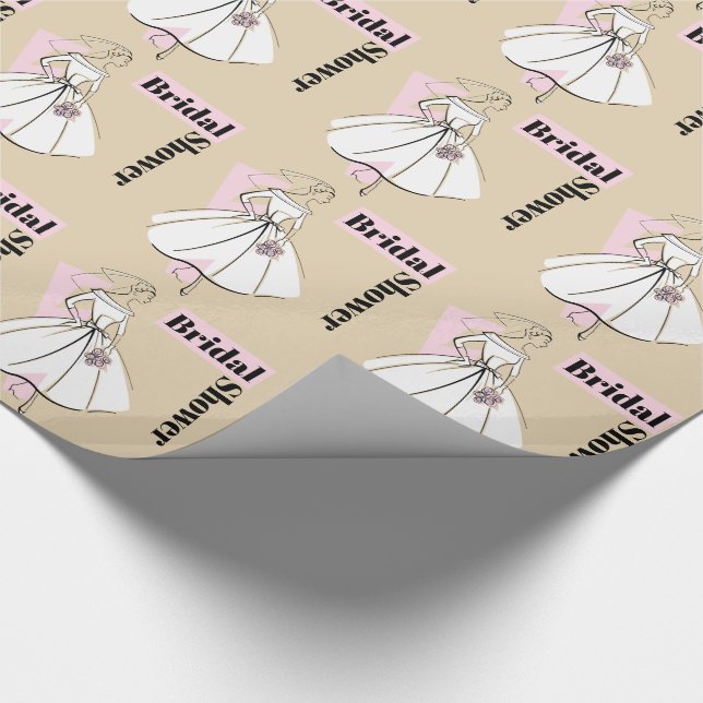 Fashion Bride Neutral Bridal Shower Wrapping Paper (Corner)