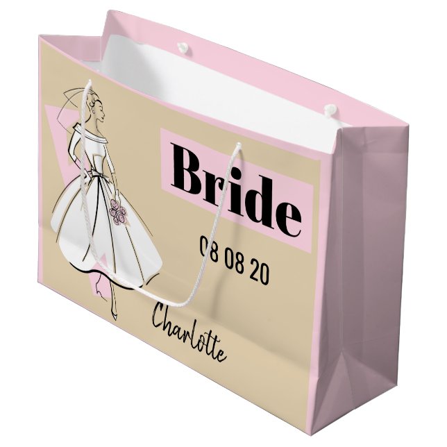 Fashion Bride Neutral Bride gift bag large pink (Front Angled)