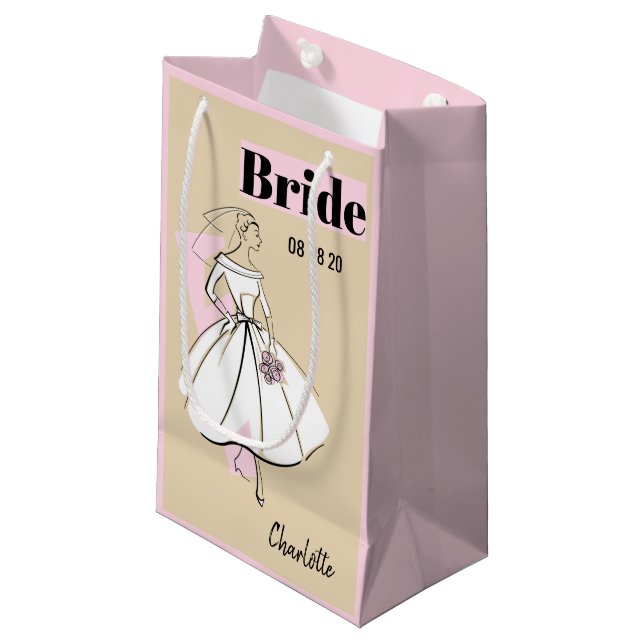 Fashion Bride Neutral Bride gift bag small pink (Front Angled)