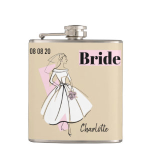 Fashion Bride Neutral Bride Name flask