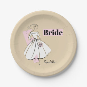Fashion Bride Neutral Bride Name paper plates
