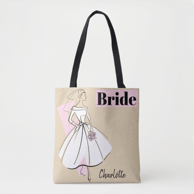 Fashion Bride Neutral Bride tote pink back Bag (Front)