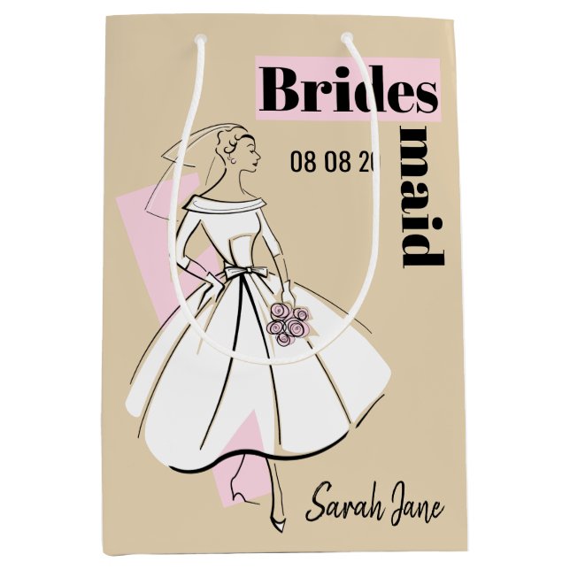 Fashion Bride Neutral Bridesmaid gift bag medium (Front)