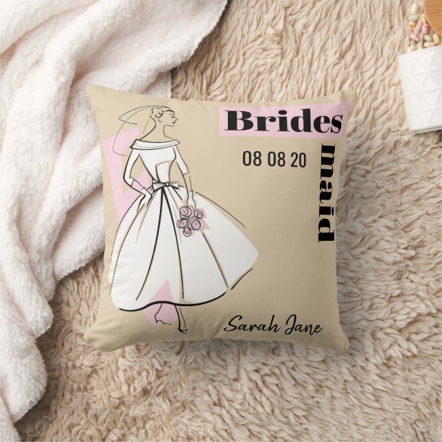 Fashion Bride Neutral Bridesmaid throw pillow (Blanket)