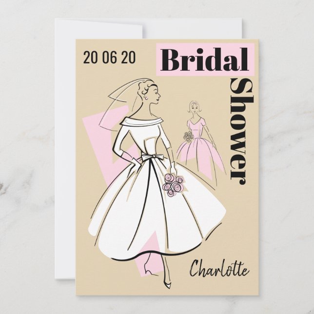 Fashion Bride Neutral Group Bridal Shower Invitation (Front)