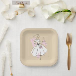 Fashion Bride Neutral Group square Paper Plate