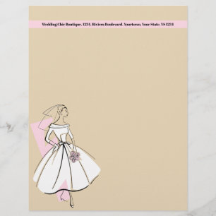Fashion Bride Neutral letterhead address top pink