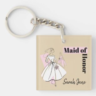 Fashion Bride Neutral Maid of Honour keychain