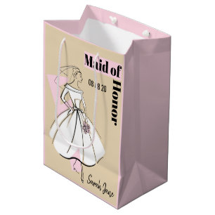 Fashion Bride Neutral Maid of Honour medium pink Gift Bag