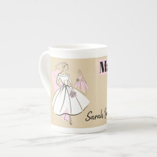 Fashion Bride Neutral Maid of Honour Name bone China Mug