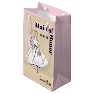 Fashion Bride Neutral Maid of Honour small pink Gift Bag
