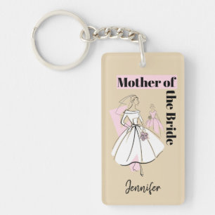 Fashion Bride Neutral Mother of Bride rectangle Key Ring