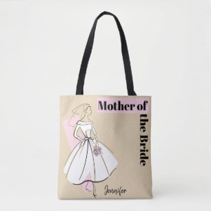Fashion Bride Neutral Mother of the Bride Name Tote Bag