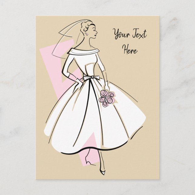 Fashion Bride Neutral Text beige postcard (Front)