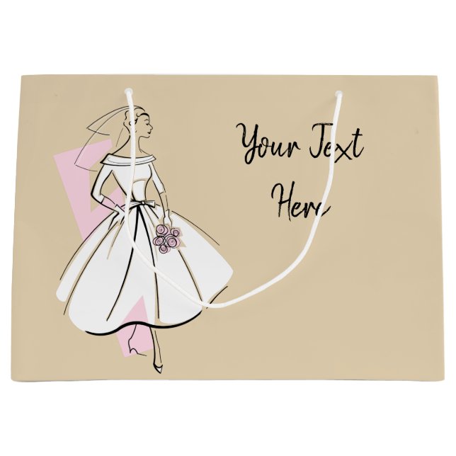 Fashion Bride Neutral Text gift bag large (Front)