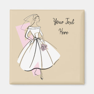Fashion Bride Neutral Text magnet square