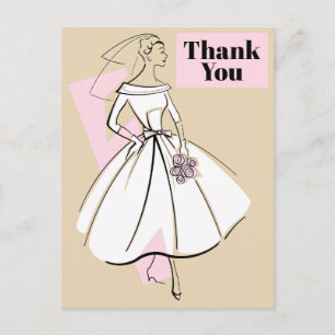 Fashion Bride Neutral Thank You beige Postcard