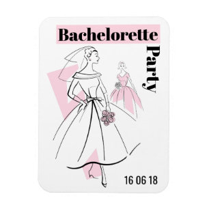 Fashion Bride Pink Bachelorette Party flexible Magnet