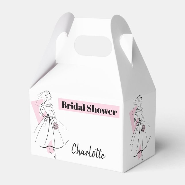 Fashion Bride Pink Bridal Shower Name gable Favour Box (Back Side)