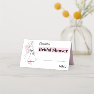 Fashion Bride Pink Bridal Shower place card
