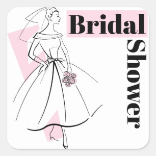 Fashion Bride Pink Bridal Shower square Sticker