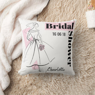 Fashion Bride Pink Bridal Shower throw pillow