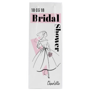 Fashion Bride Pink Bridal Shower wine Gift Bag