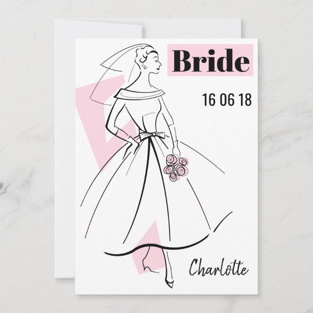 Fashion Bride Pink Bride bridal shower invitation (Front)