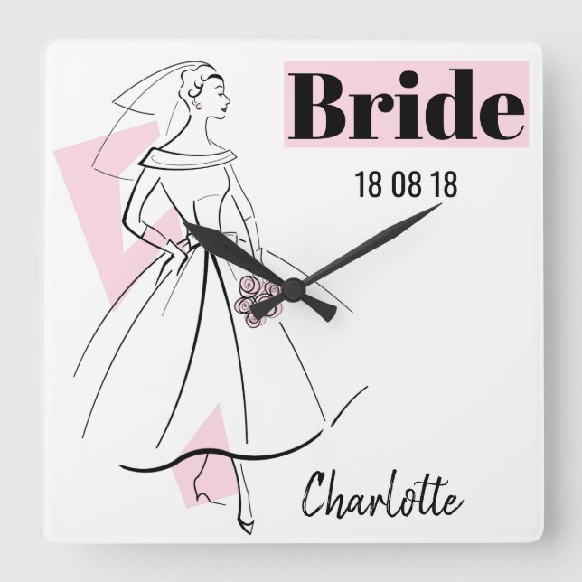 Fashion Bride Pink Bride clock (Front)