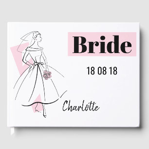 Fashion Bride Pink Bride Date Name guest book