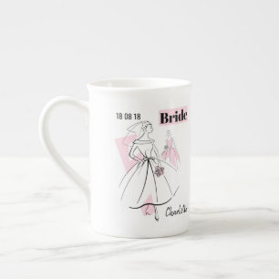 Fashion Bride Pink Bride Name mug bone china