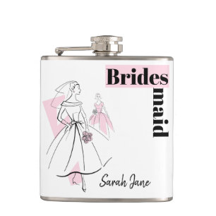 Fashion Bride Pink Bridesmaid Name flask