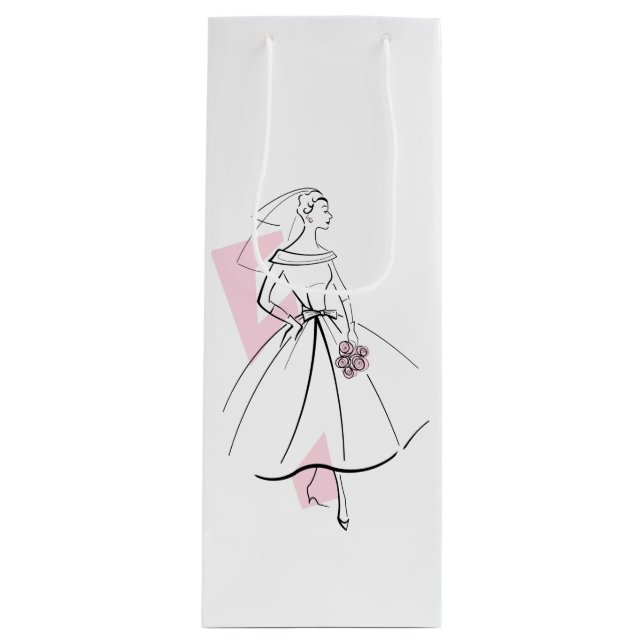 Fashion Bride Pink gift bag wine (Front)